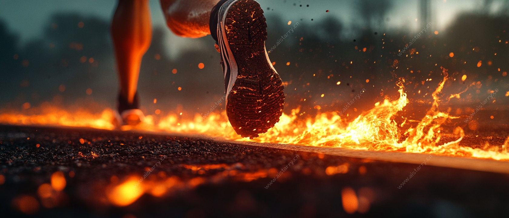 奔跑者脚下生焰的动感瞬间