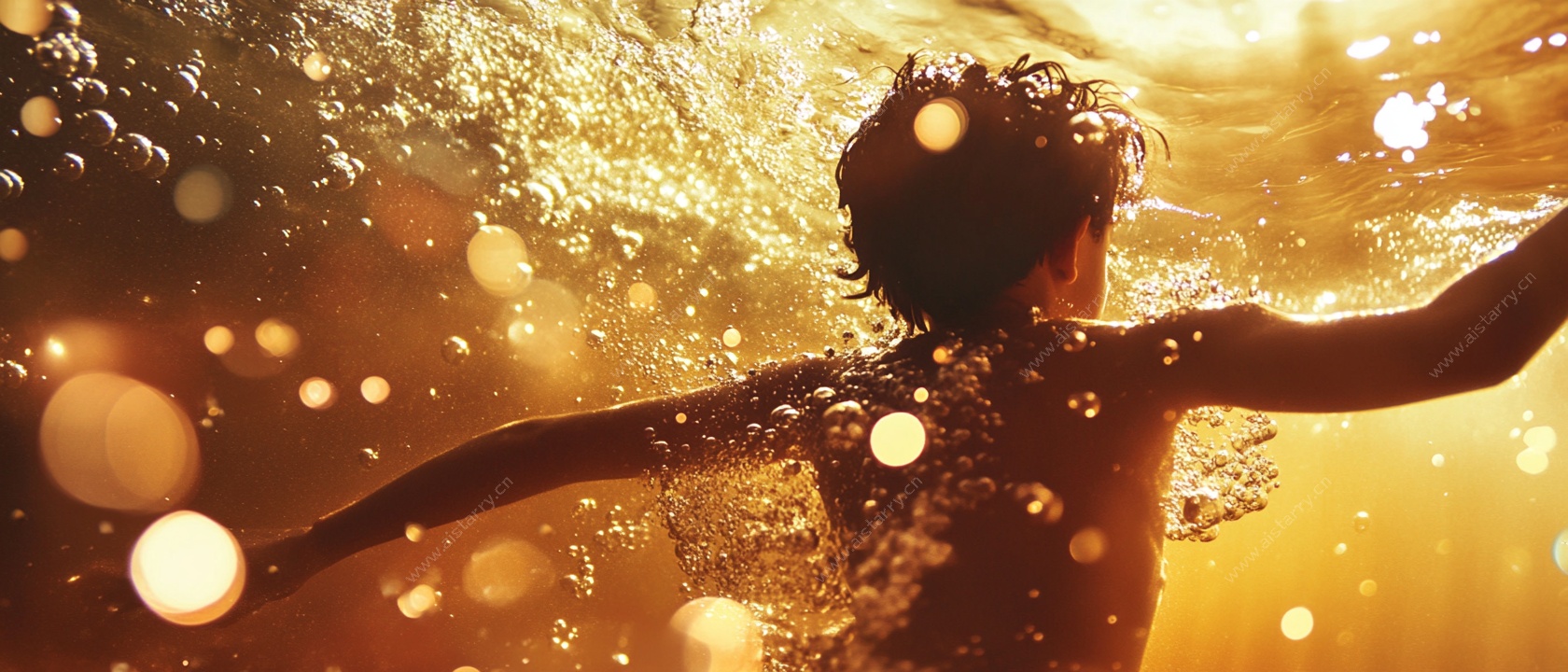 少年于光影中畅游