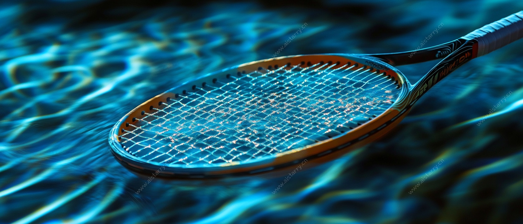 水中网球拍特写