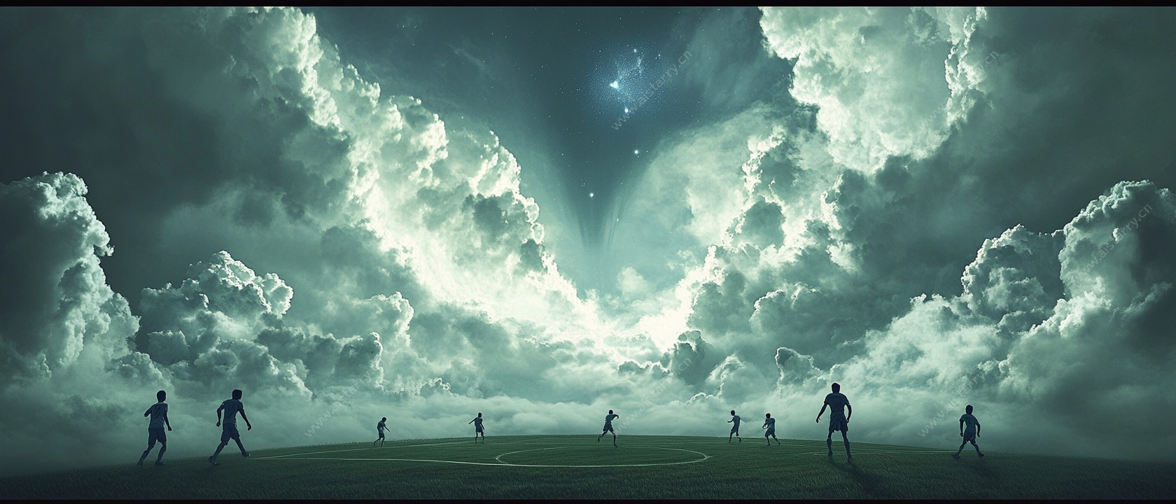 梦幻云海下的人物剪影