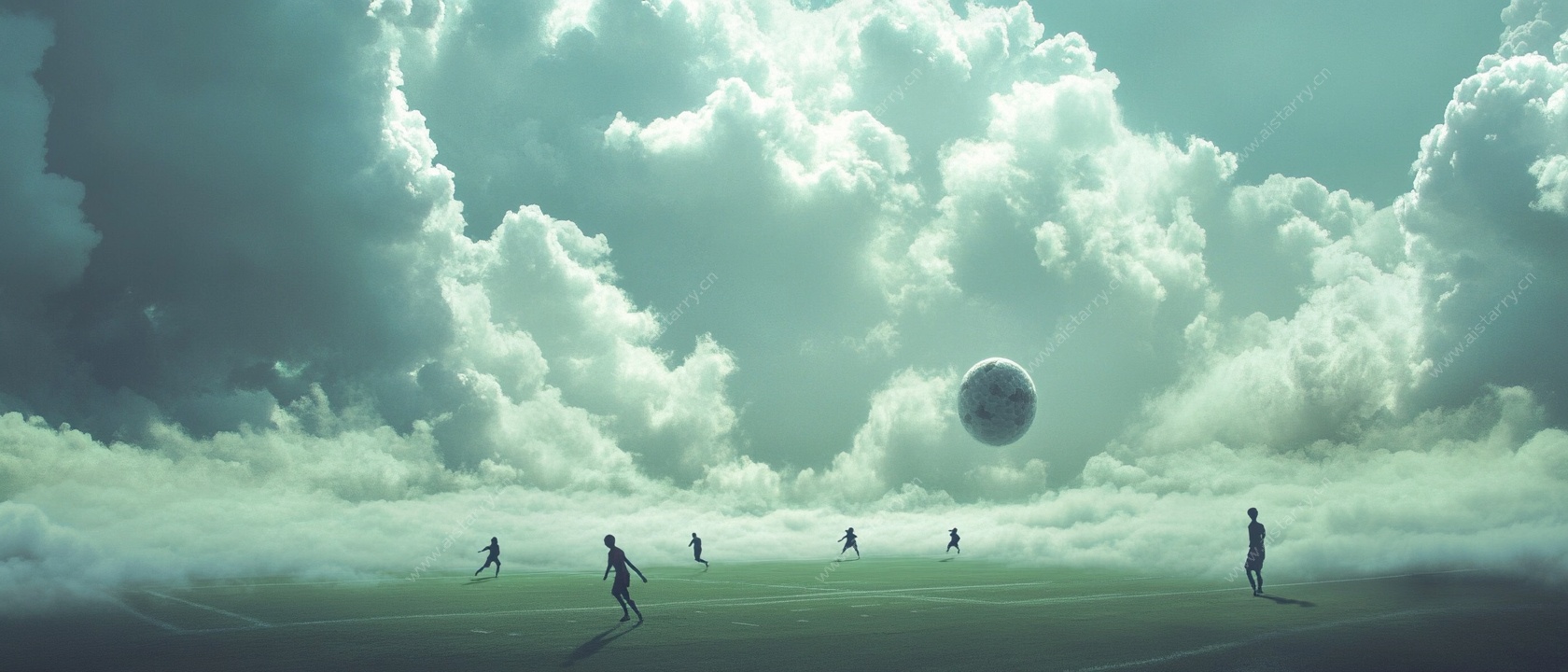 梦幻云海中的人物与神秘球体