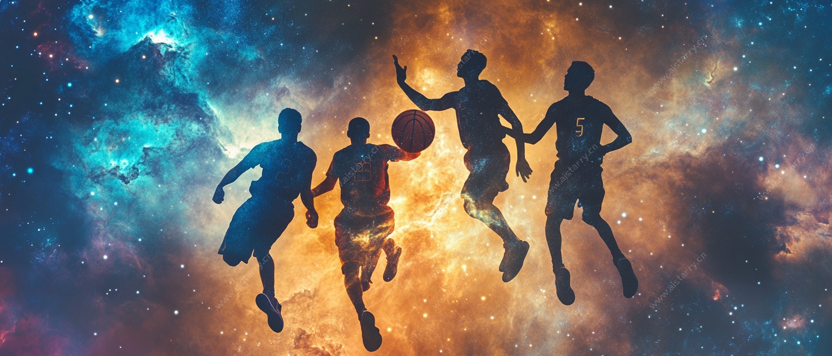 星空下的篮球少年剪影