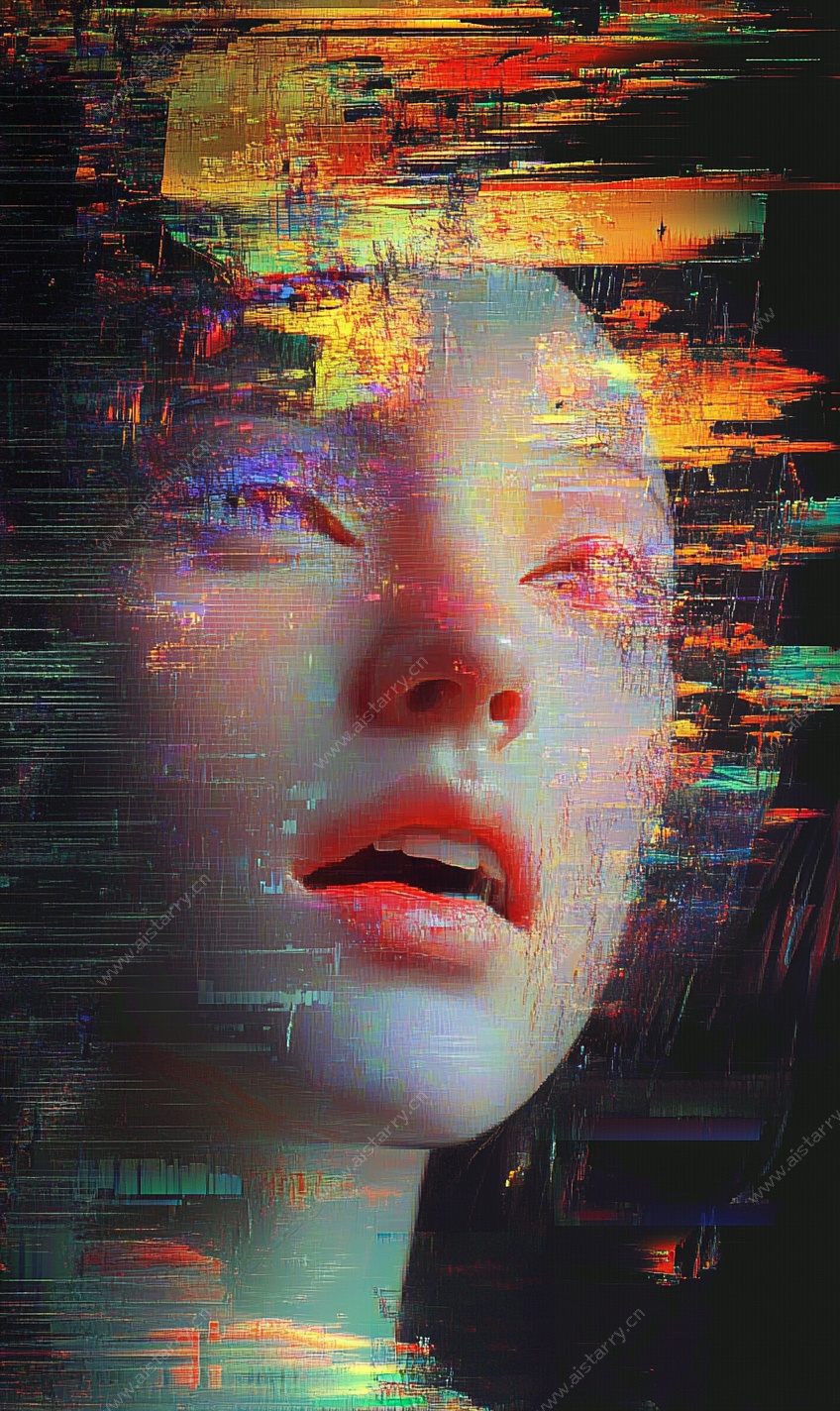 故障艺术风格的人脸图像