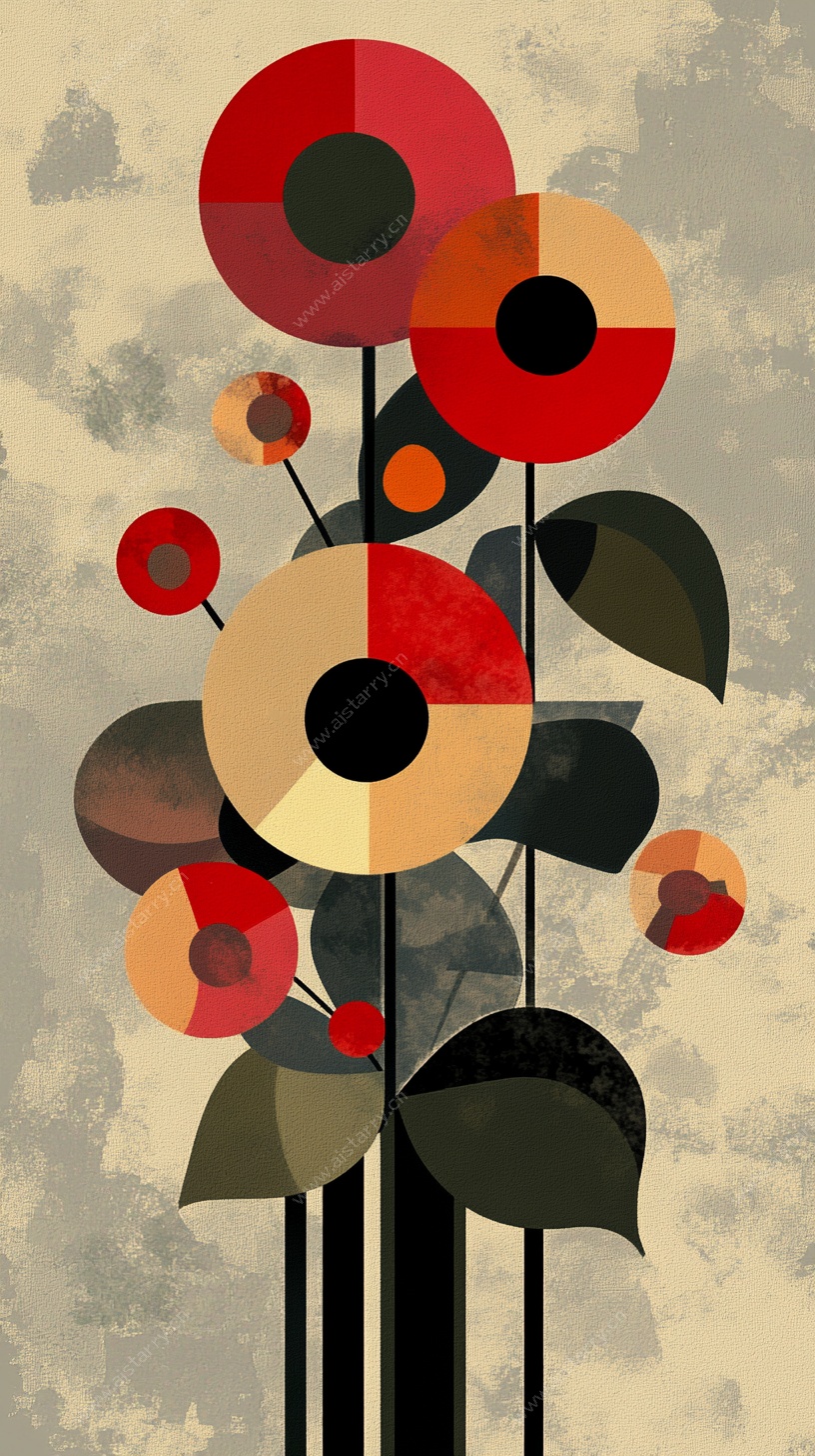 抽象几何风格花卉插画