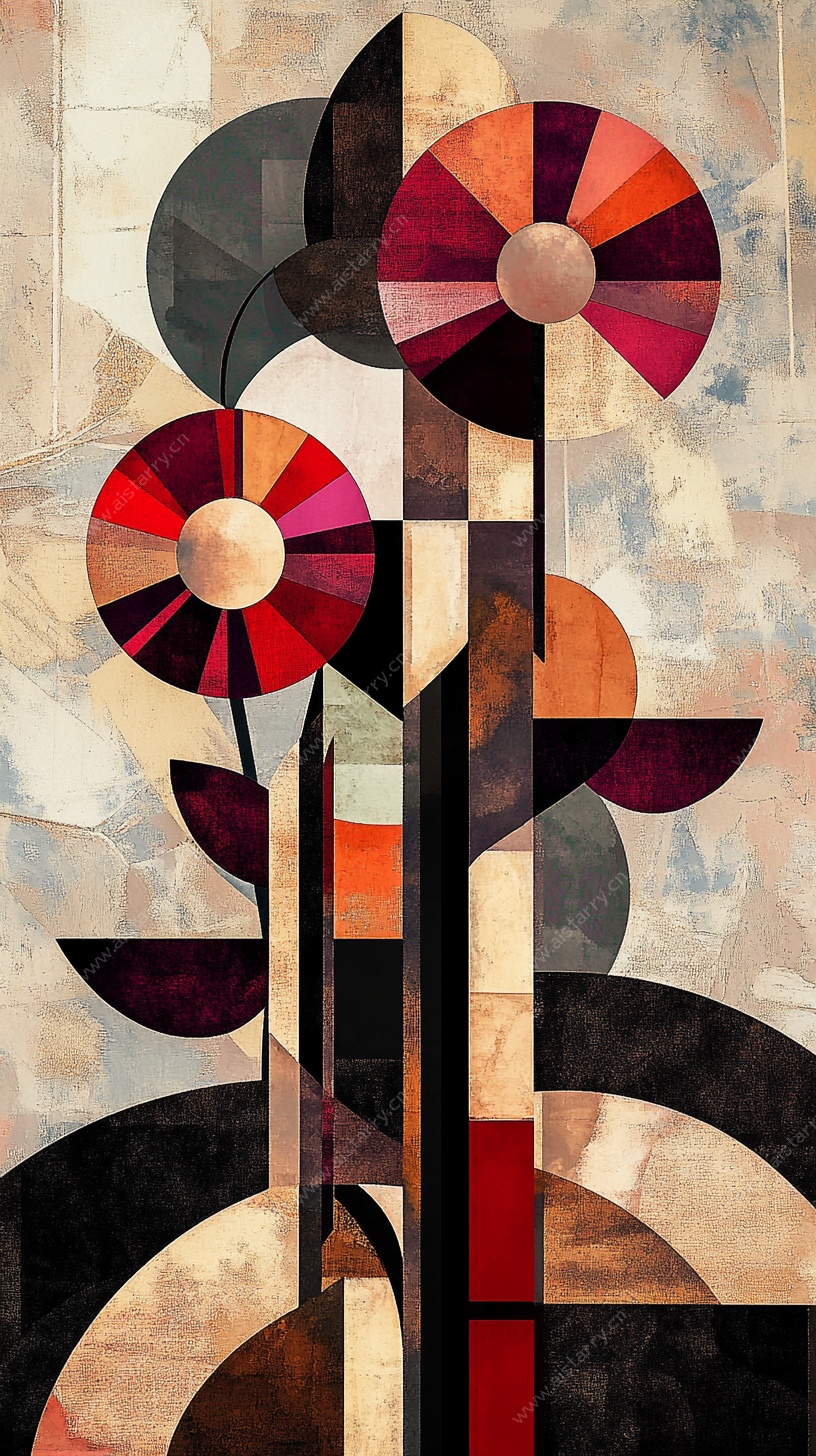 抽象几何花卉艺术画作