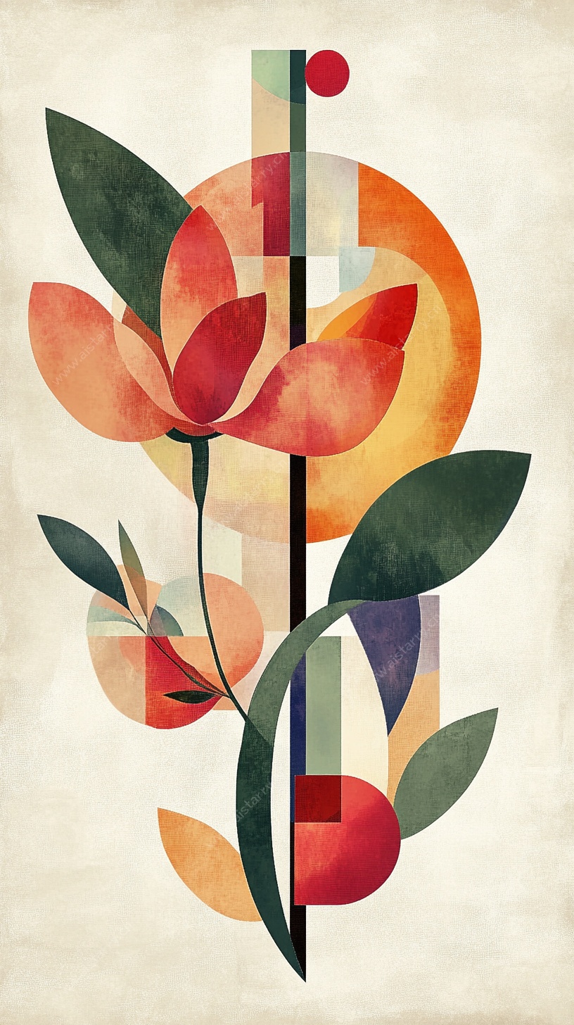 抽象花卉几何装饰插画