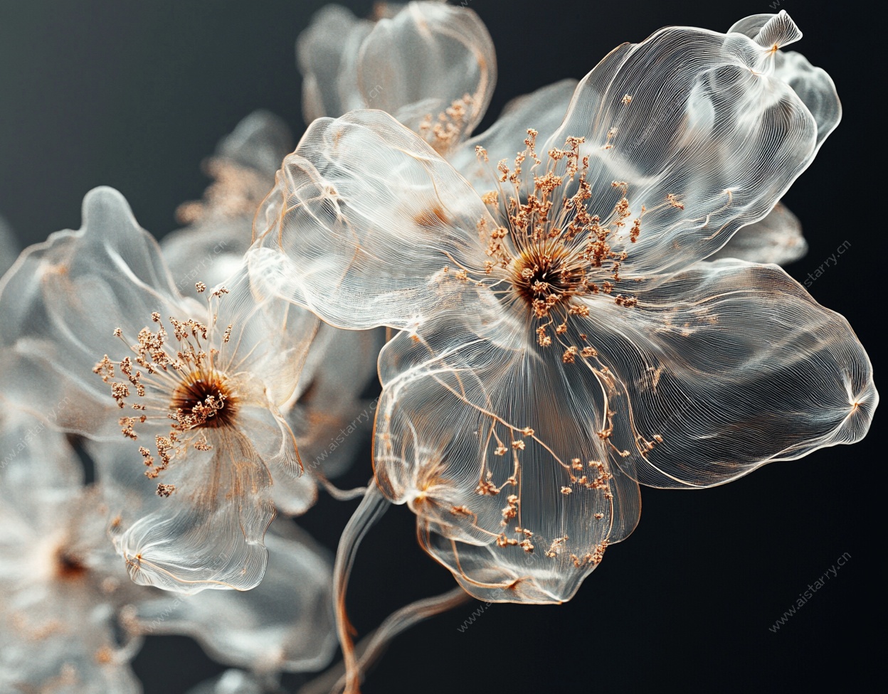 透明质感梦幻花朵特写
