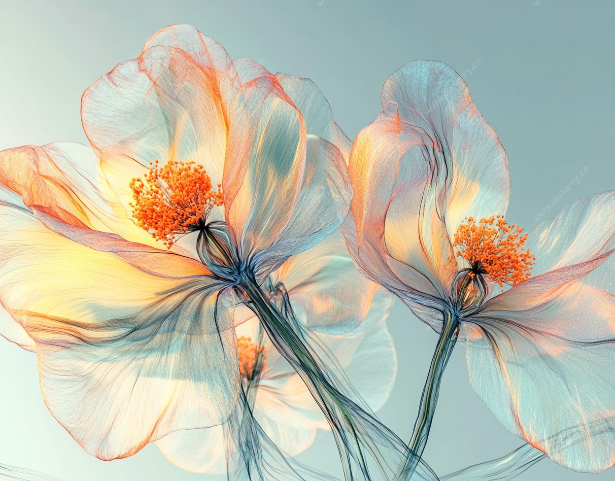 梦幻透明花朵艺术插画