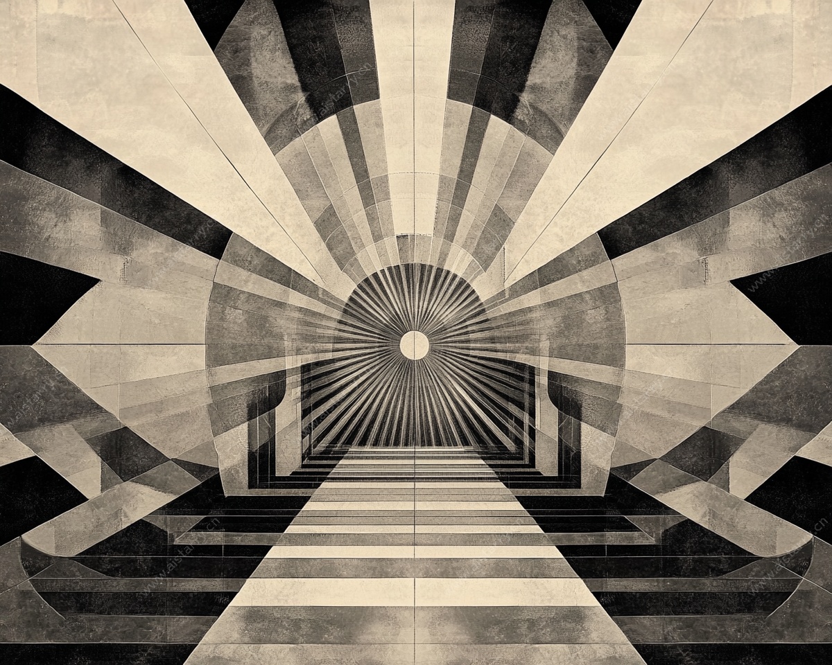 复古几何抽象通道图案