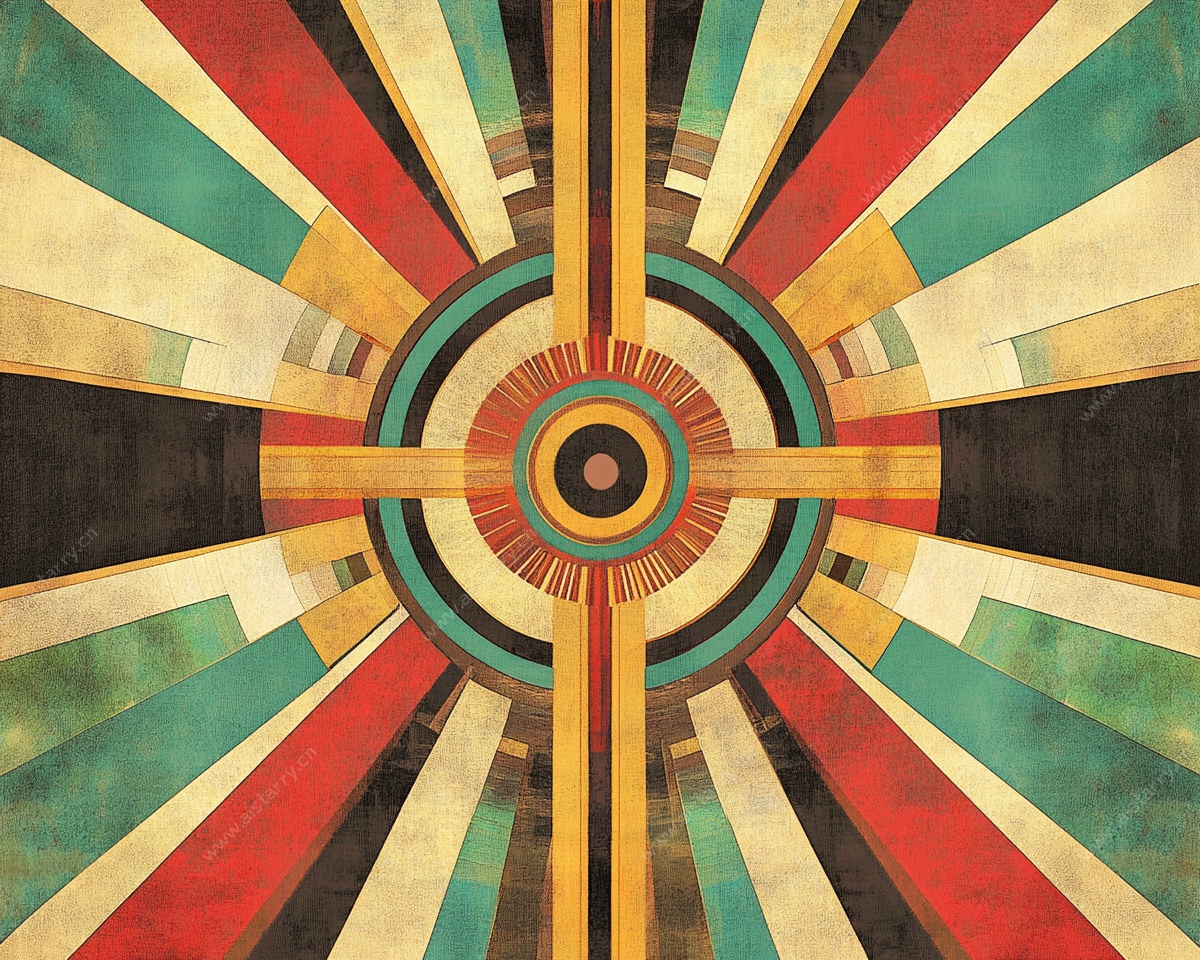 复古几何放射状艺术图案