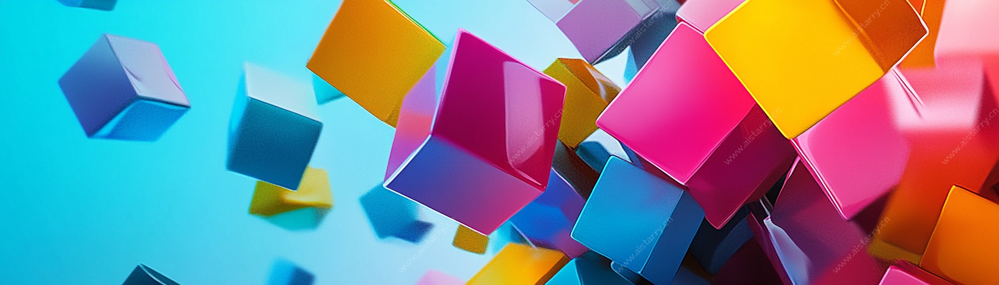 彩色立方体悬浮动感画面