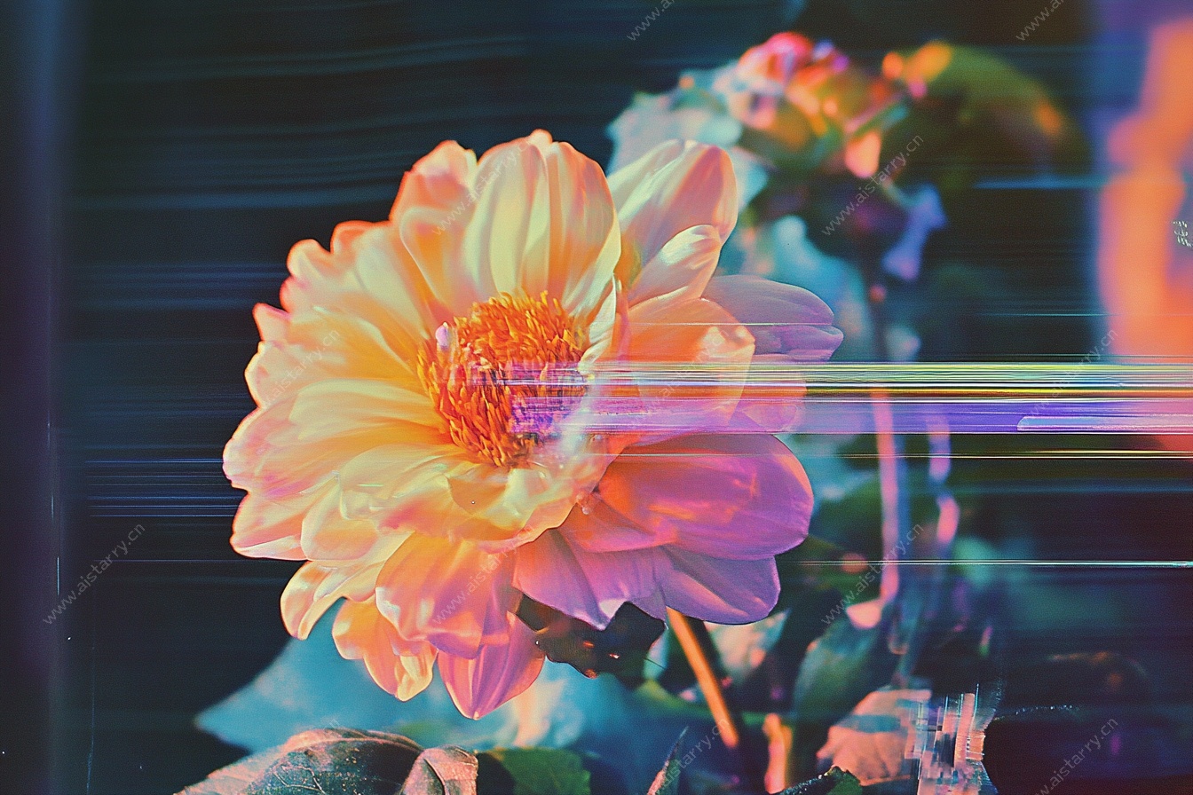 梦幻炫彩大丽花花朵特写