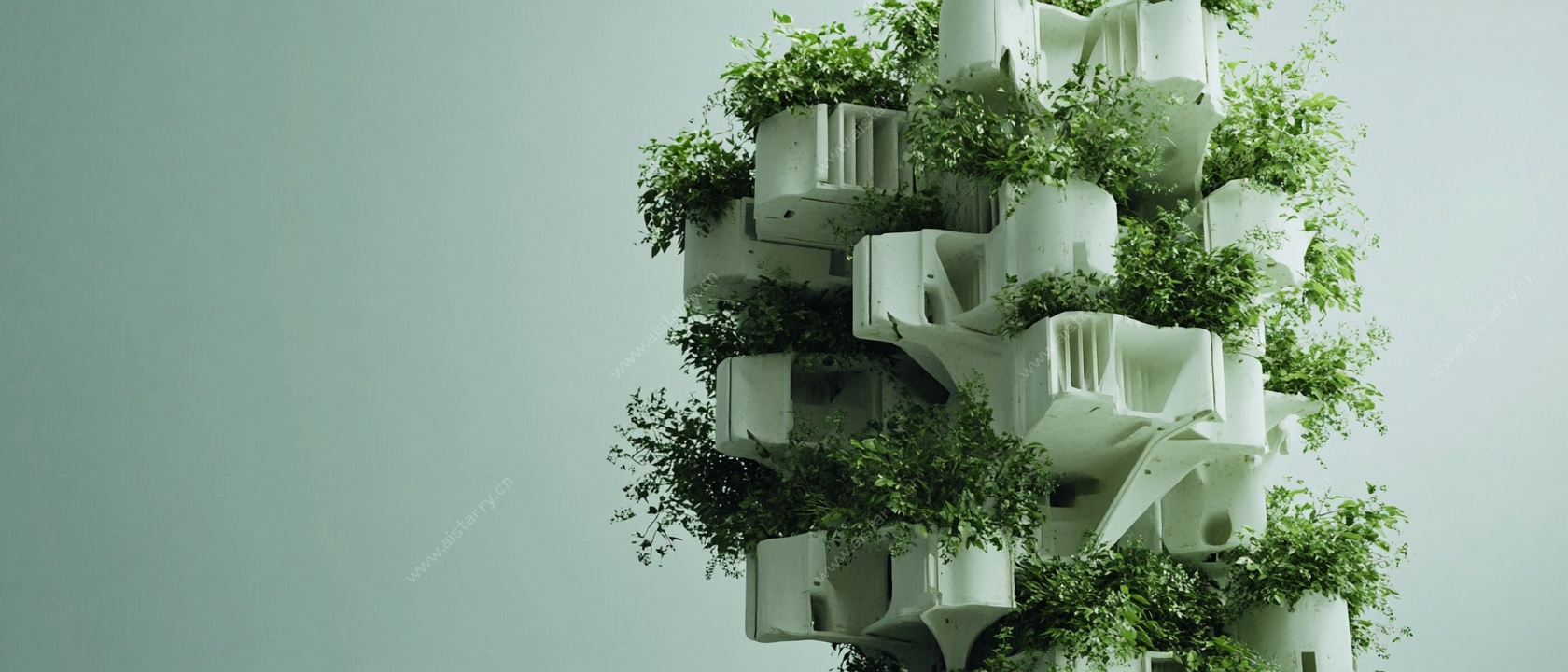 绿植覆盖的创意建筑模型