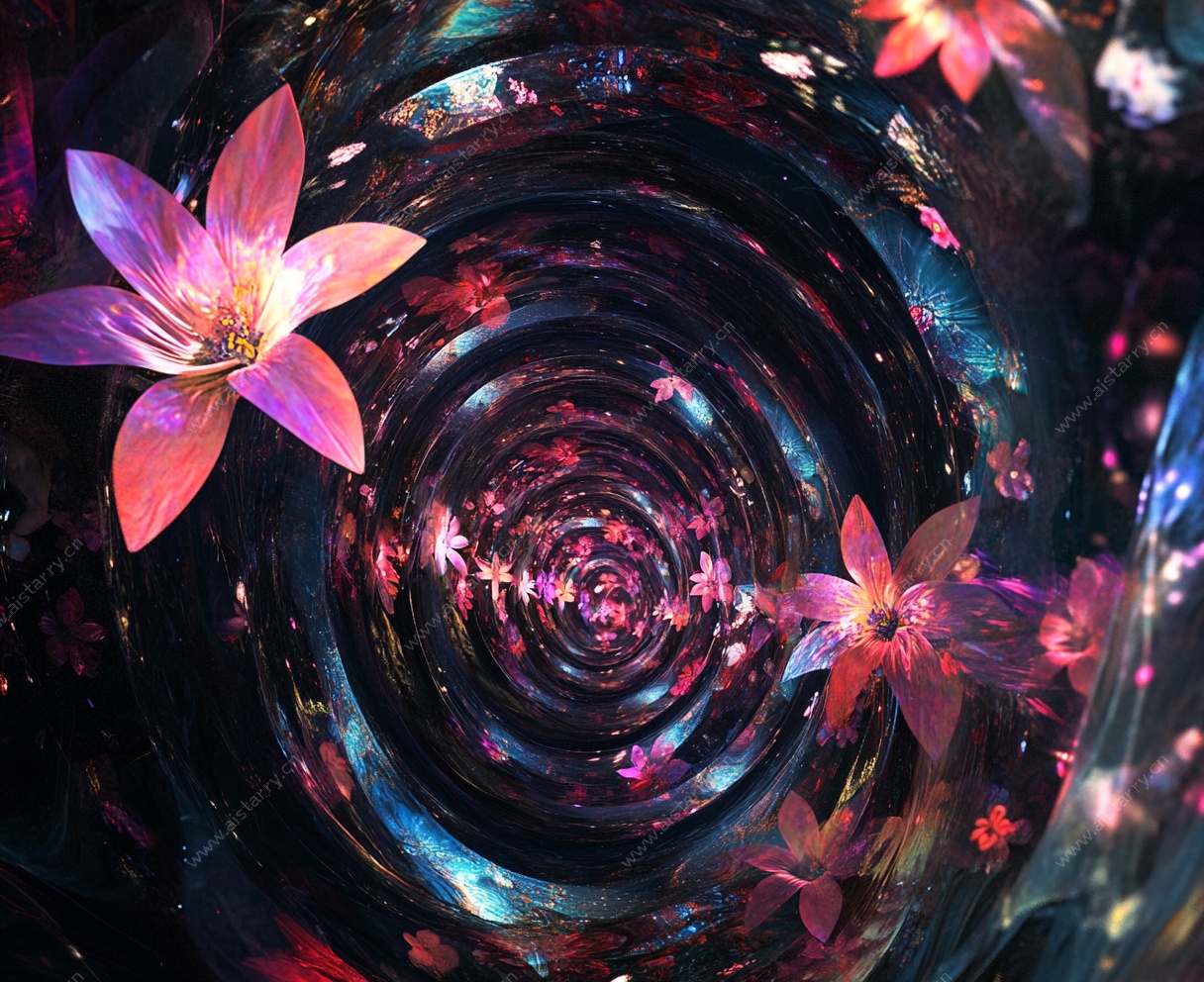 梦幻花朵漩涡奇幻背景图