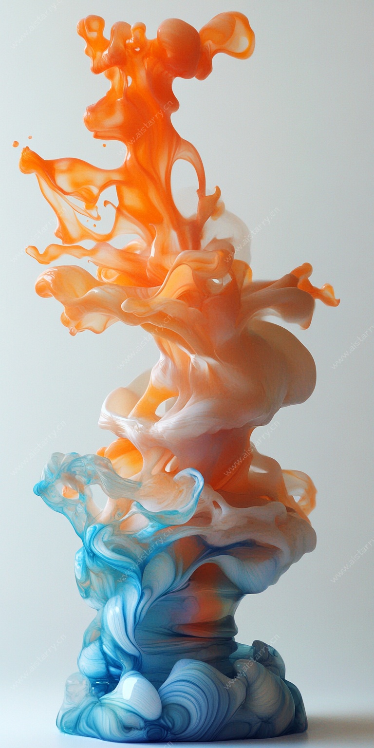 水墨色彩交融液体艺术图景