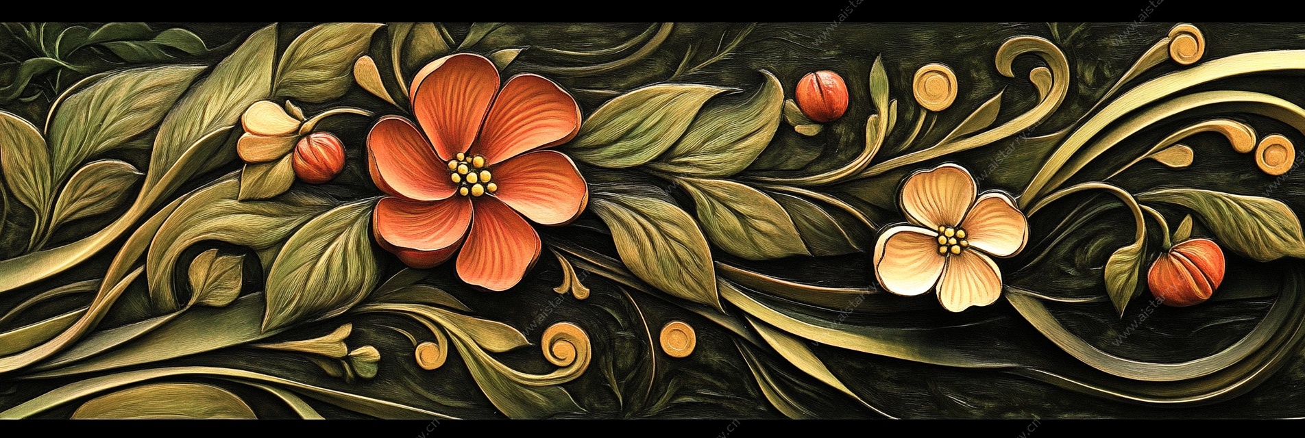 花卉藤蔓装饰艺术图案