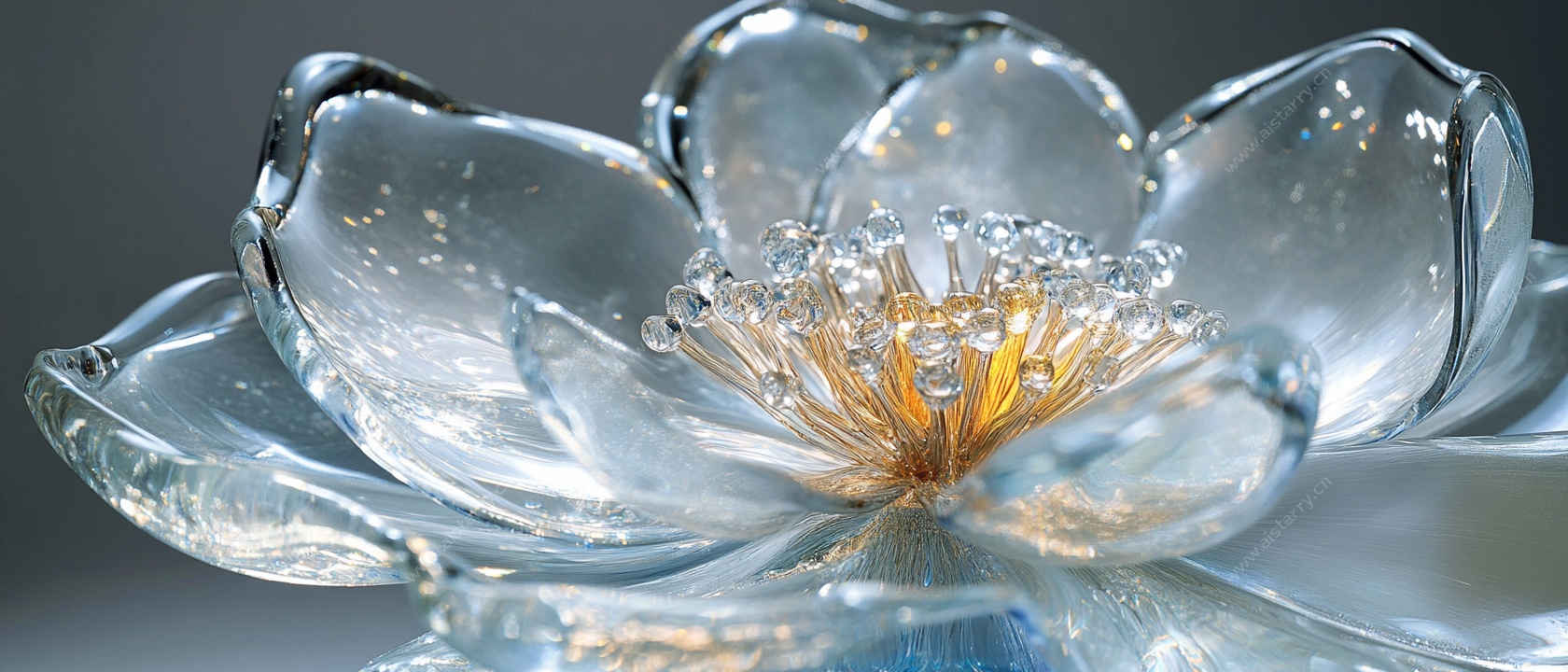 透明水晶莲花摆件