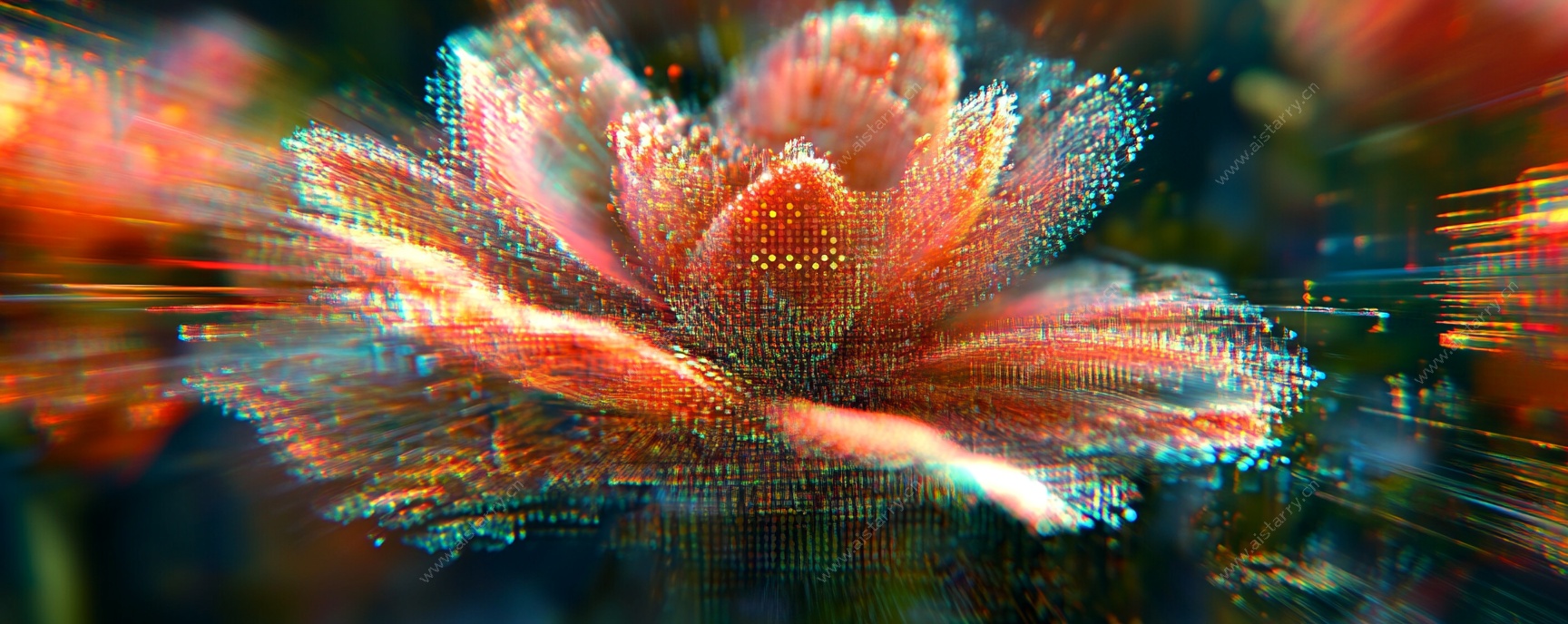 梦幻炫彩科技感花朵