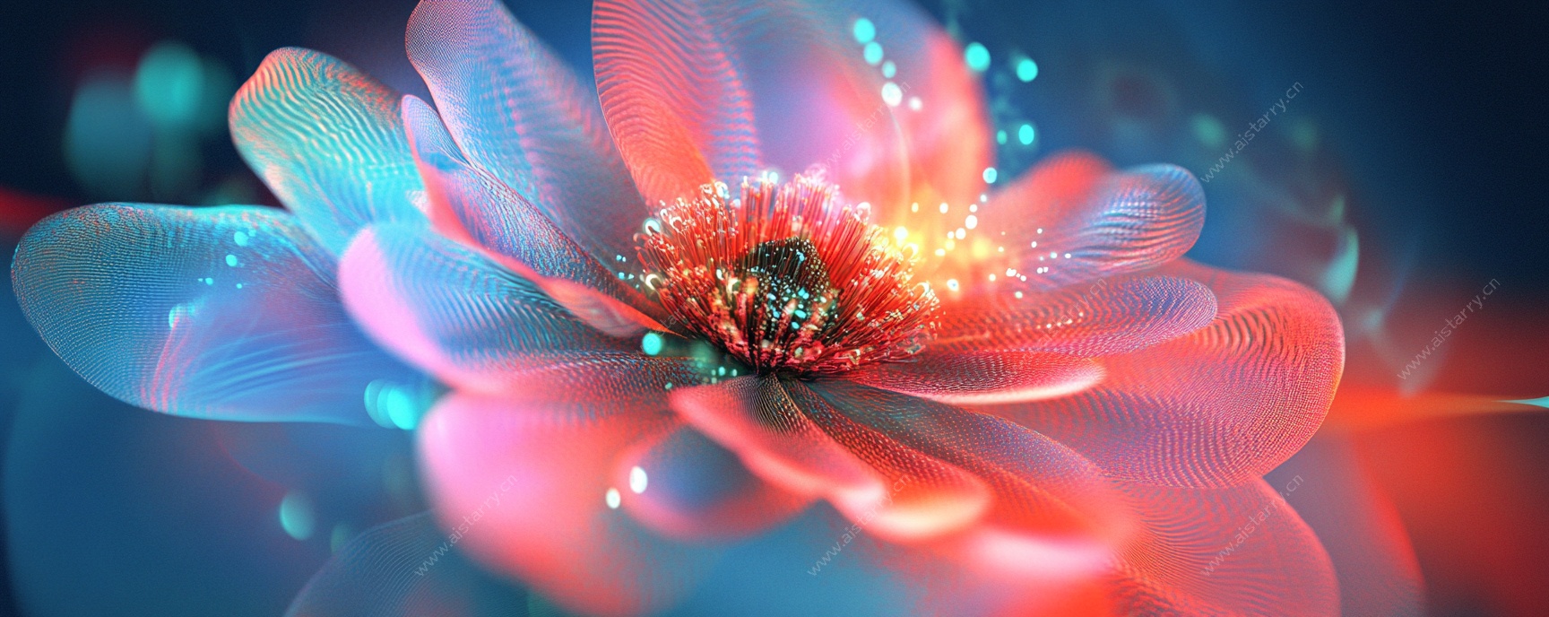 梦幻炫彩花朵插画