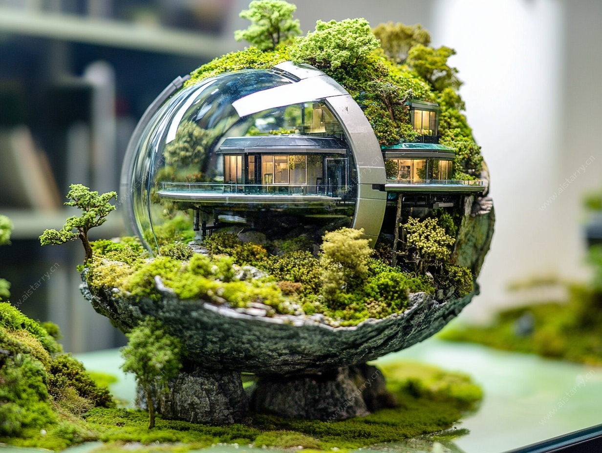 悬浮绿植球形未来住宅