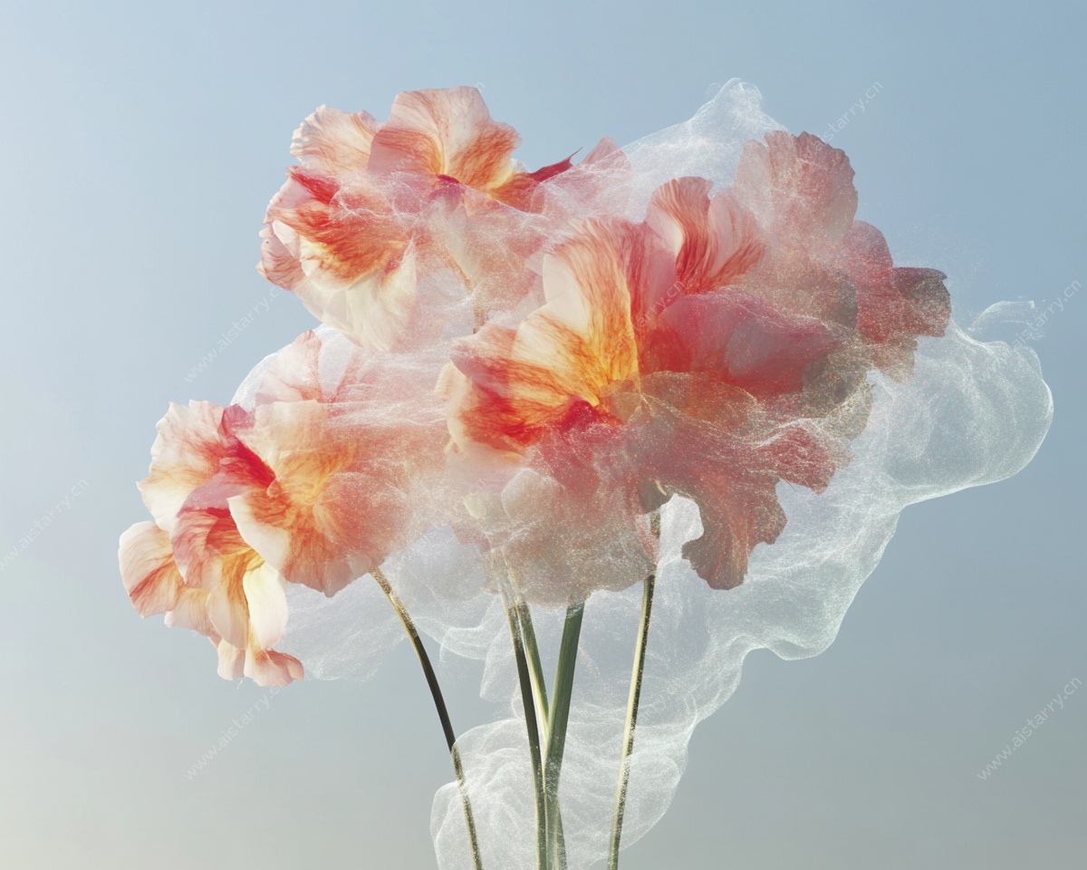 梦幻粉色花朵烟雾艺术图