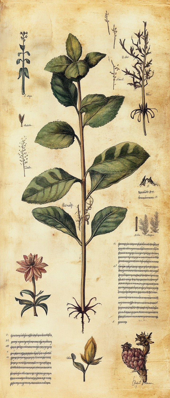 复古风植物手绘插画图