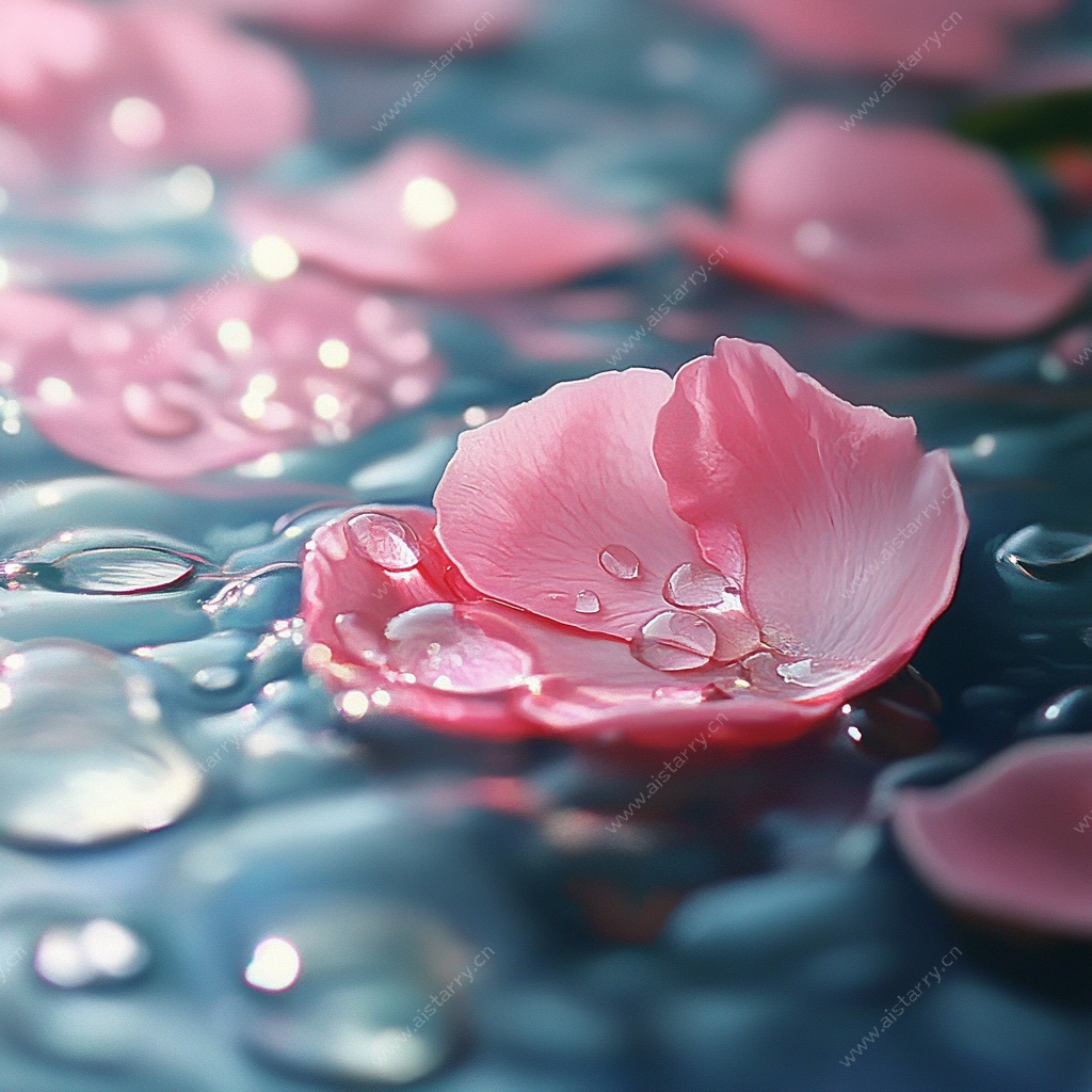 粉色花瓣上的晶莹水珠