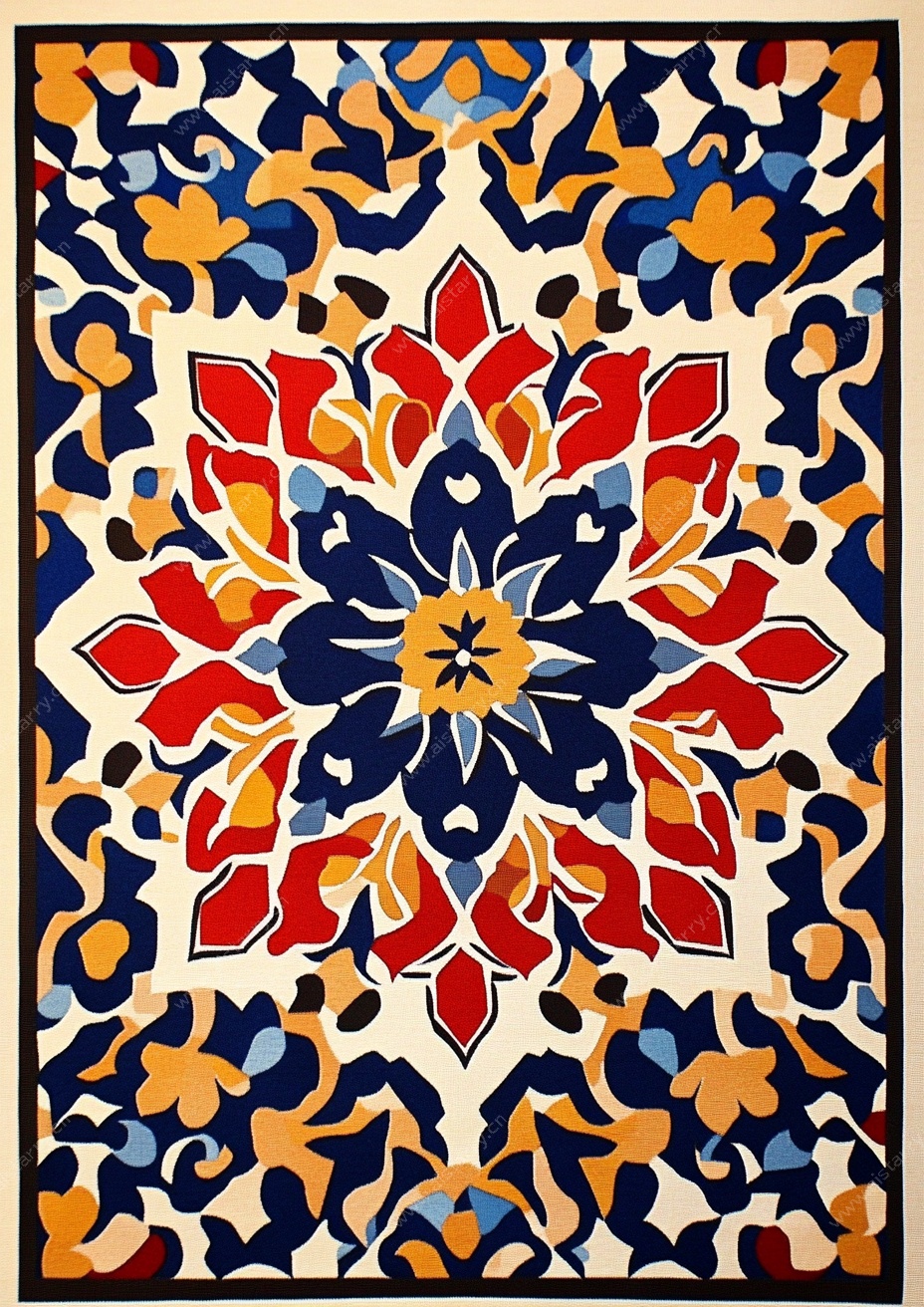 民族风几何花卉地毯图案