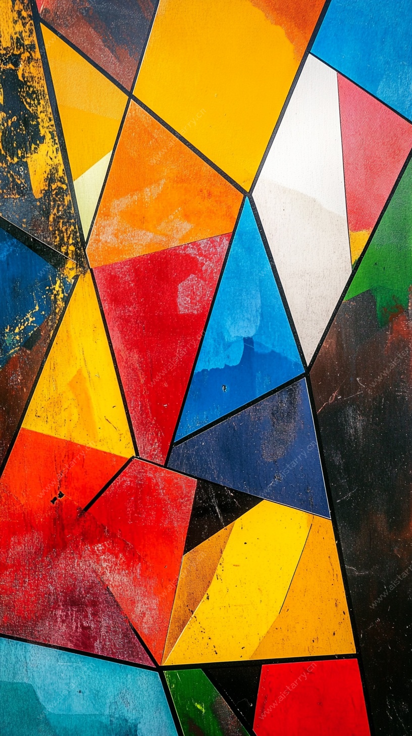 彩色几何拼接玻璃图案