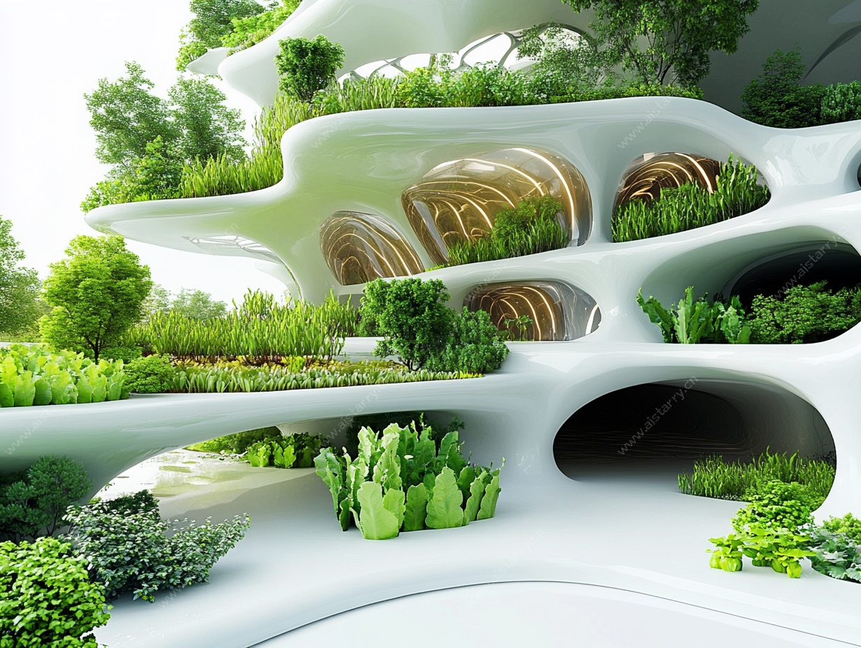 未来感生态建筑景观图