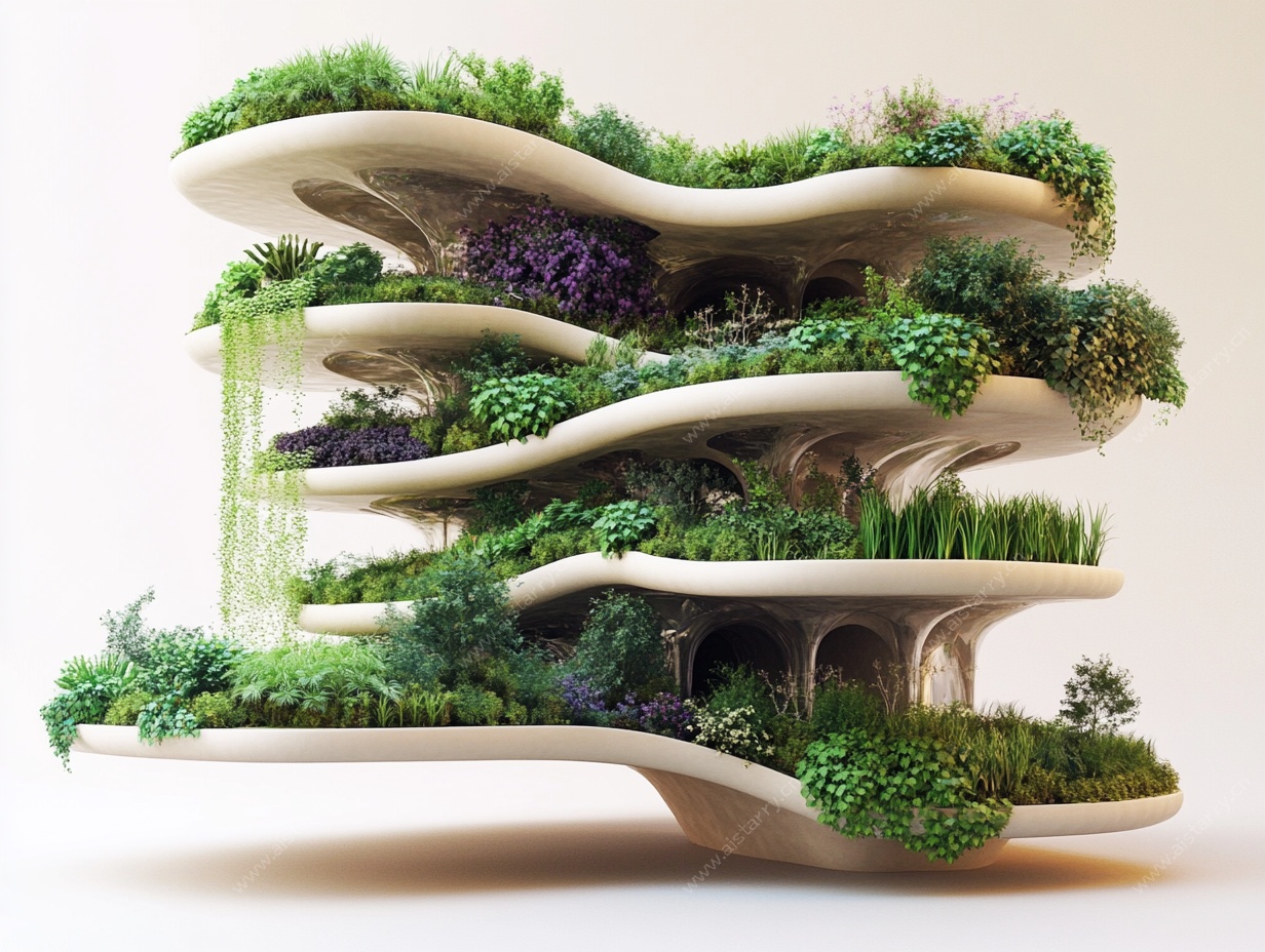 未来感立体绿植建筑模型