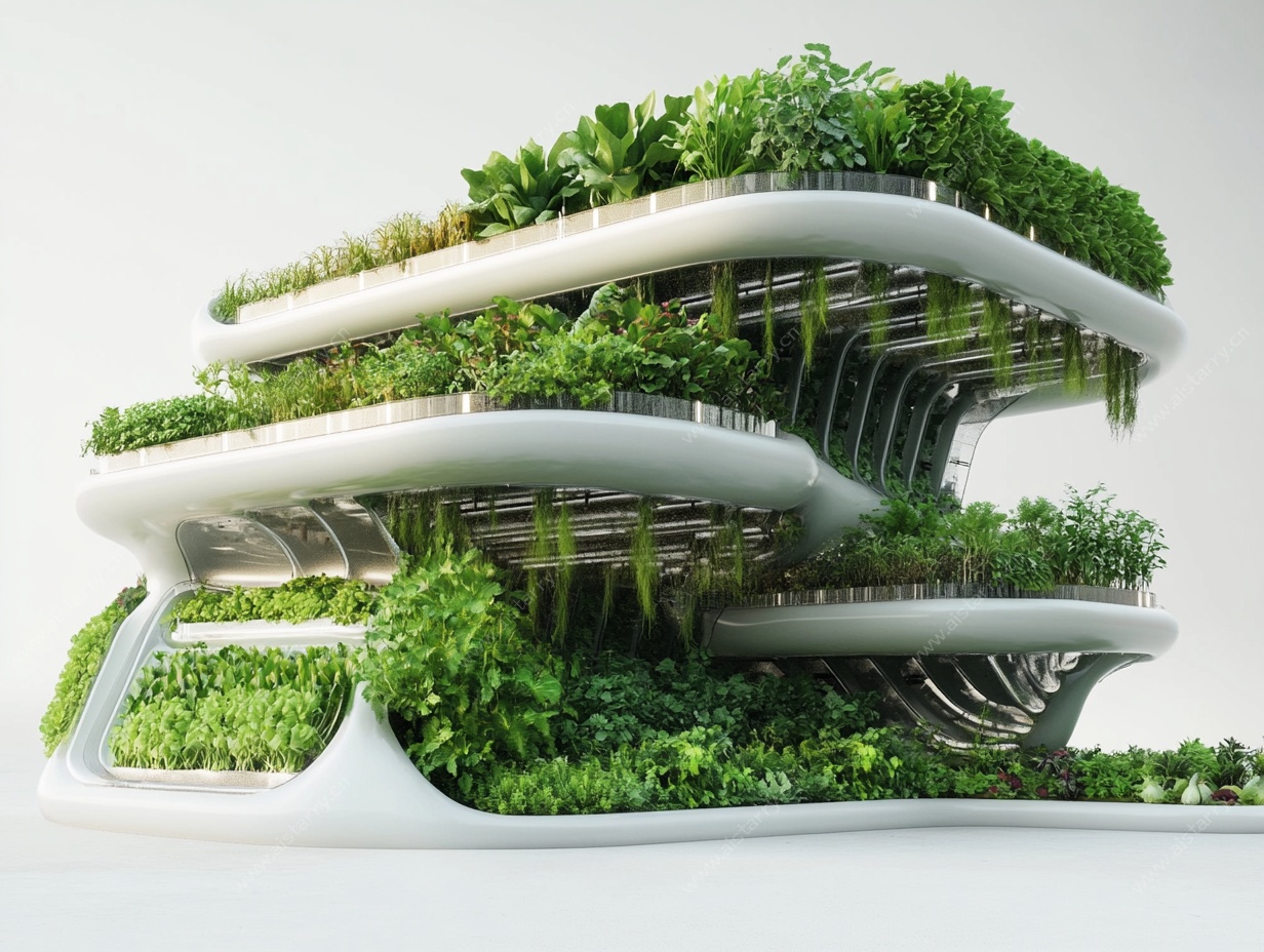 未来感立体绿植建筑模型