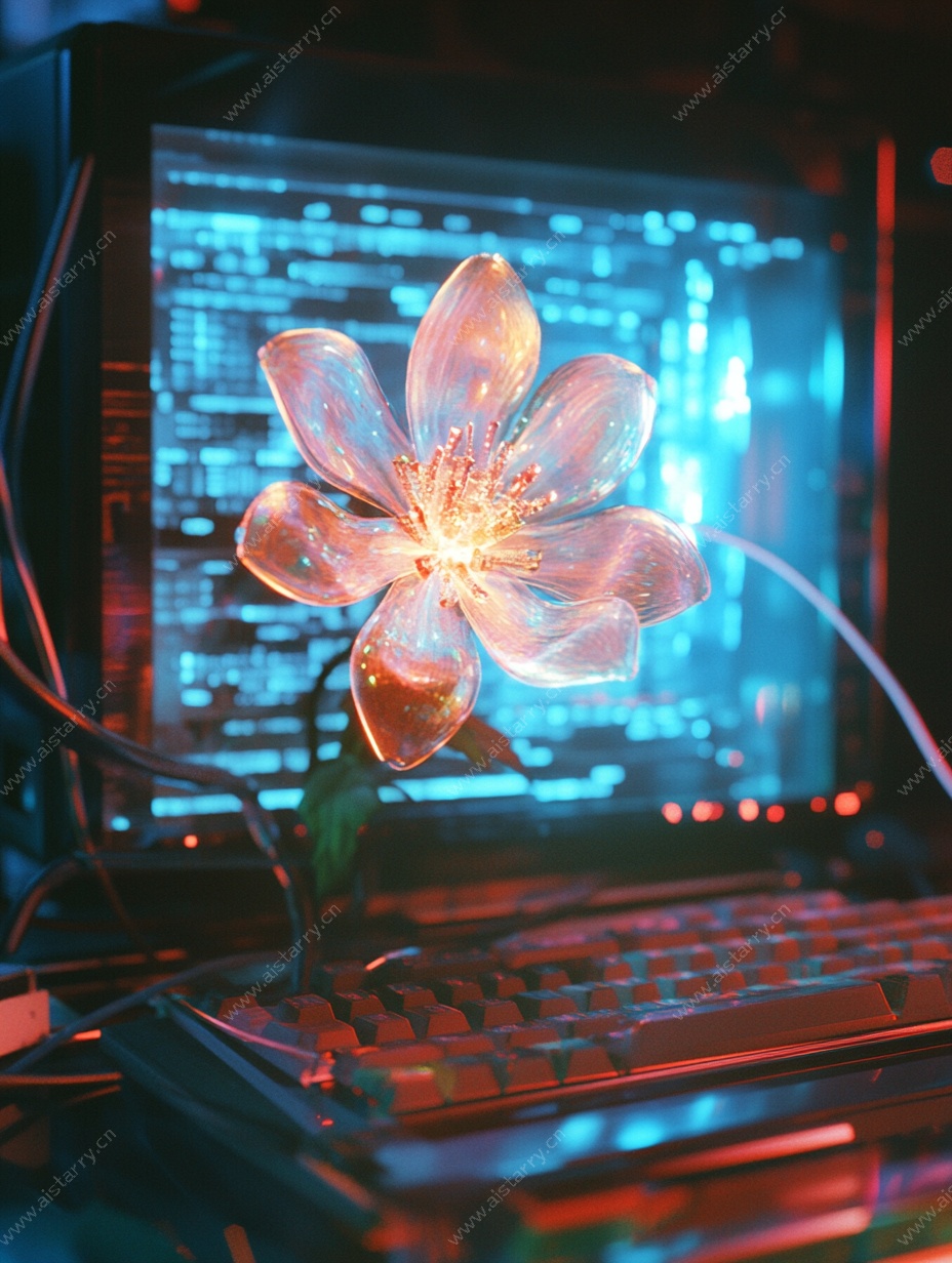 科技与花朵的梦幻融合