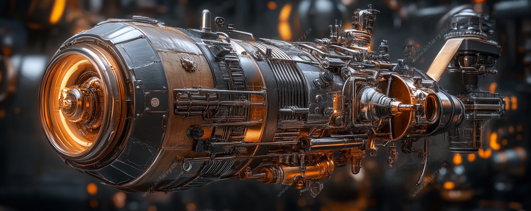 未来感机械引擎特写