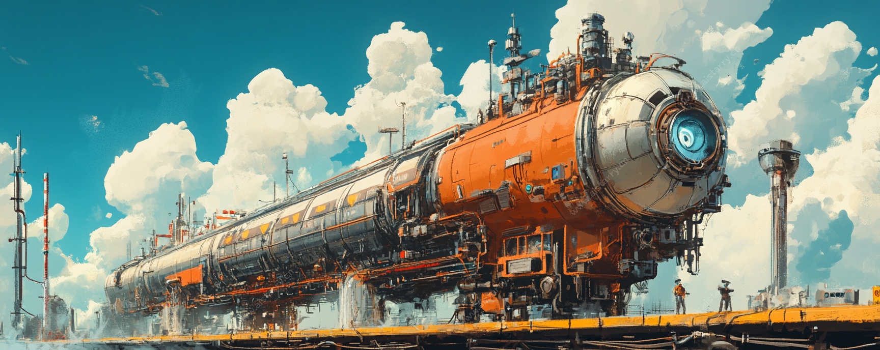 蒸汽朋克风科幻火车