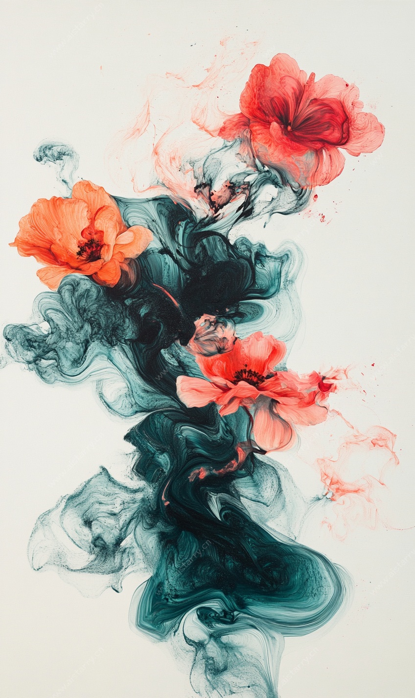 水墨花卉抽象艺术画作