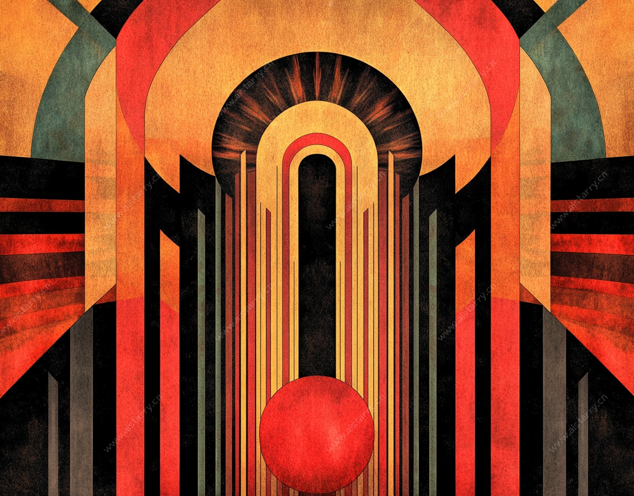 复古几何风格抽象艺术图案