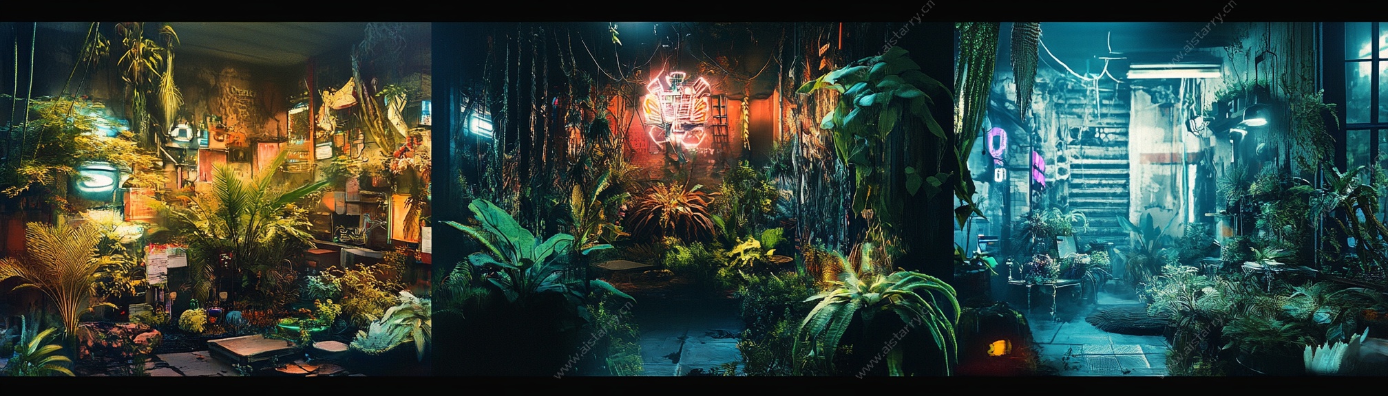 赛博朋克风室内植物景观
