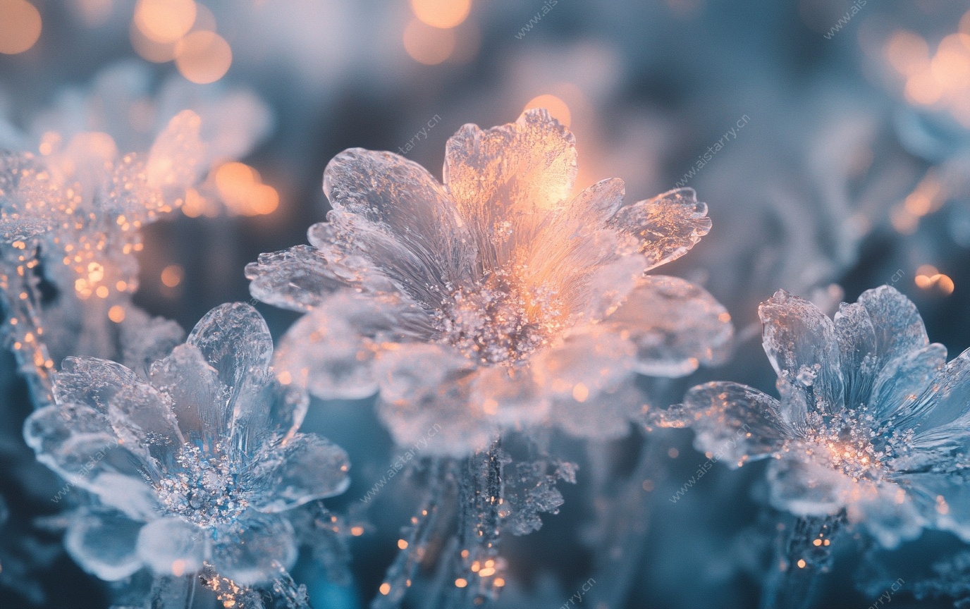 梦幻冰晶花朵特写