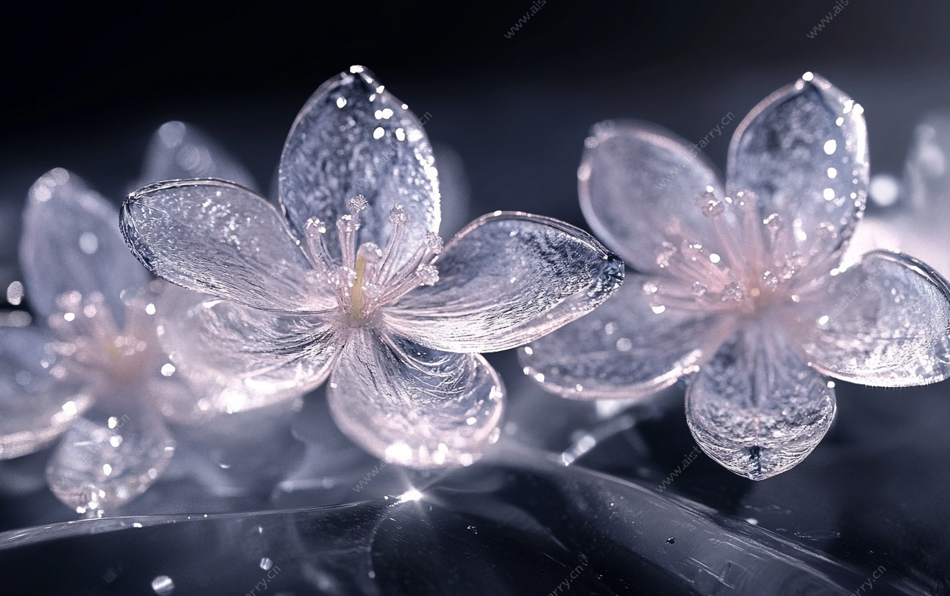 透明冰晶花朵梦幻场景