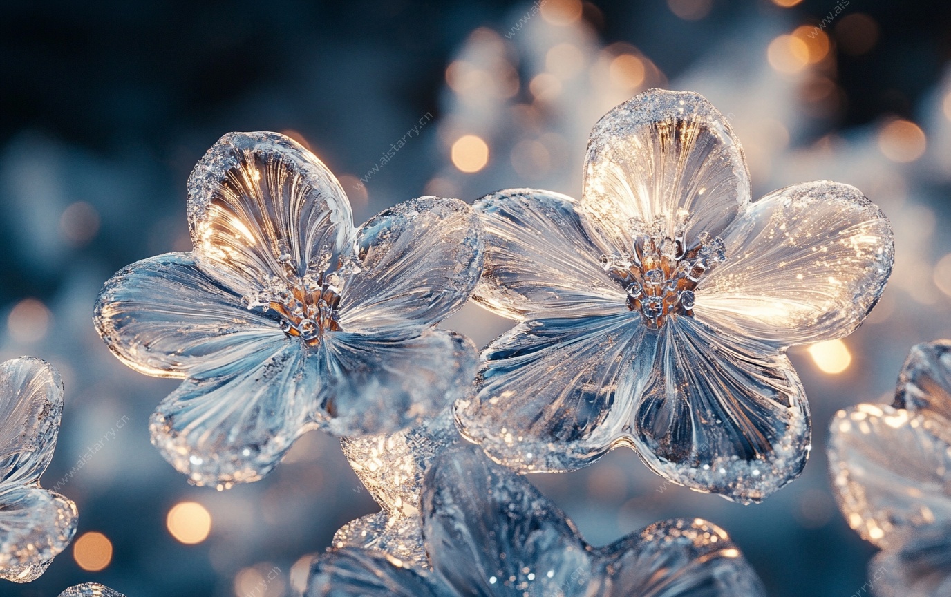 梦幻冰晶花朵艺术图像