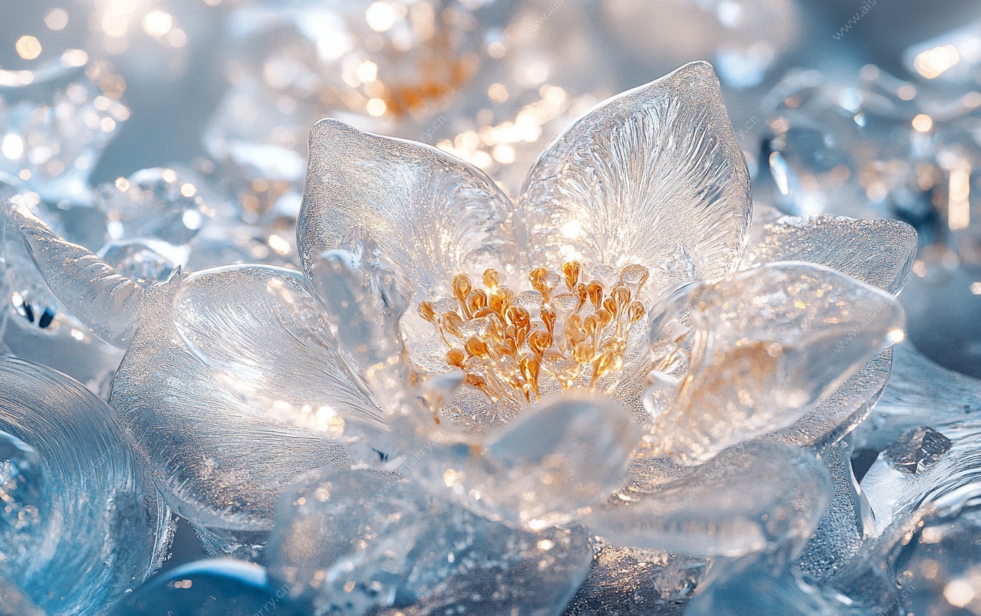 冰晶花朵特写