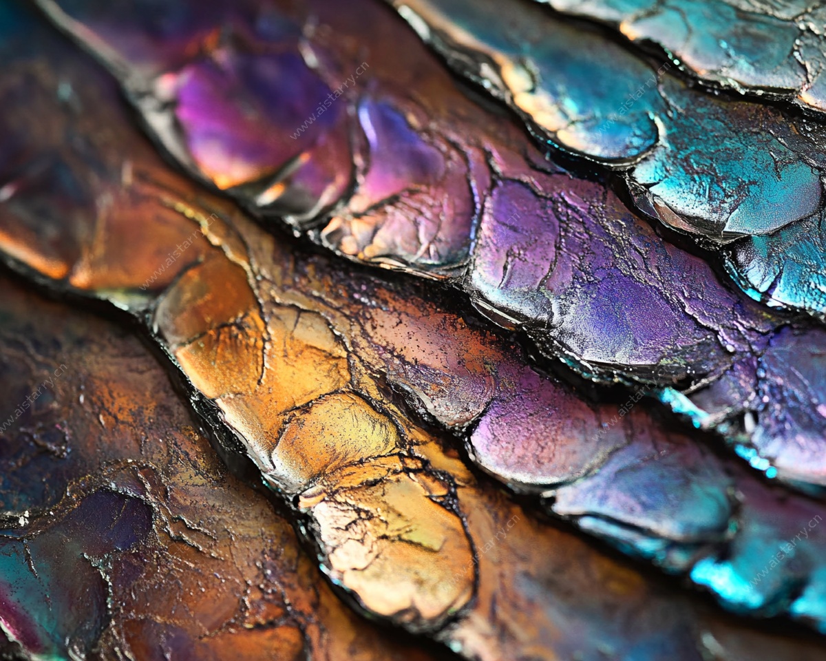 多彩鱼鳞纹理特写