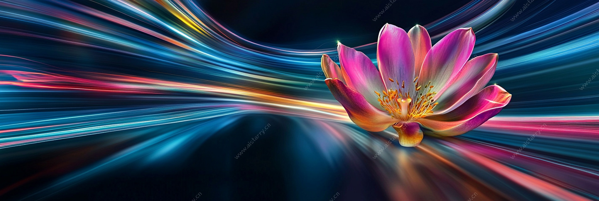 梦幻流光中的绚烂莲花