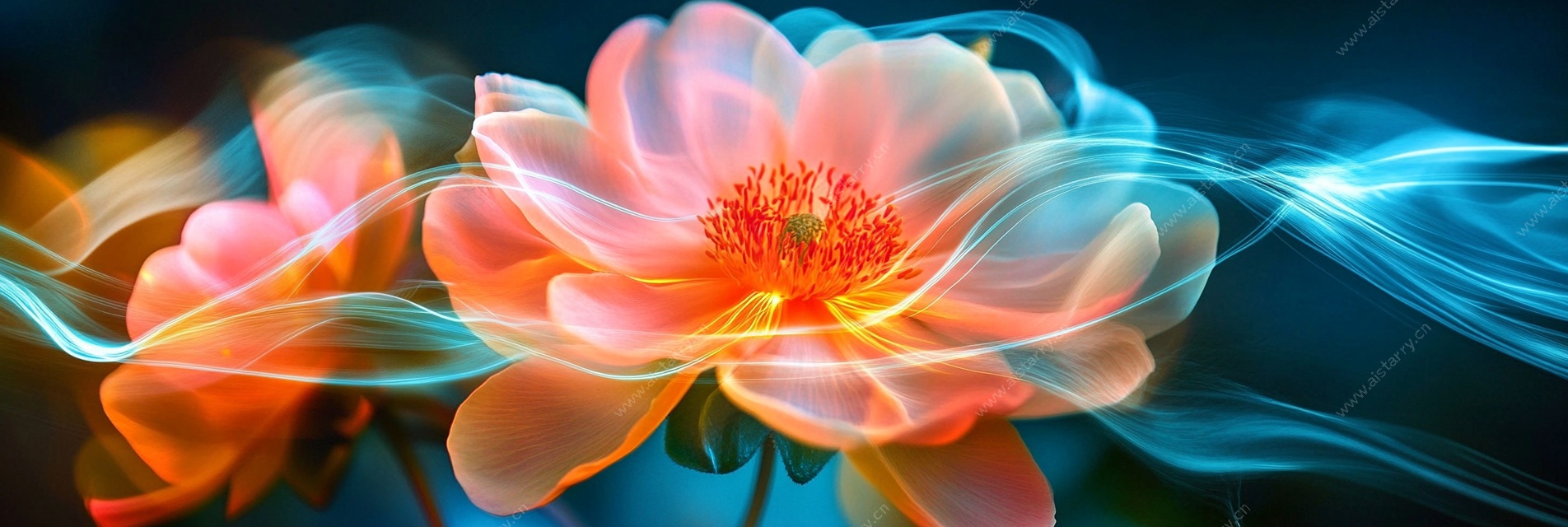 梦幻花朵与灵动光线艺术图