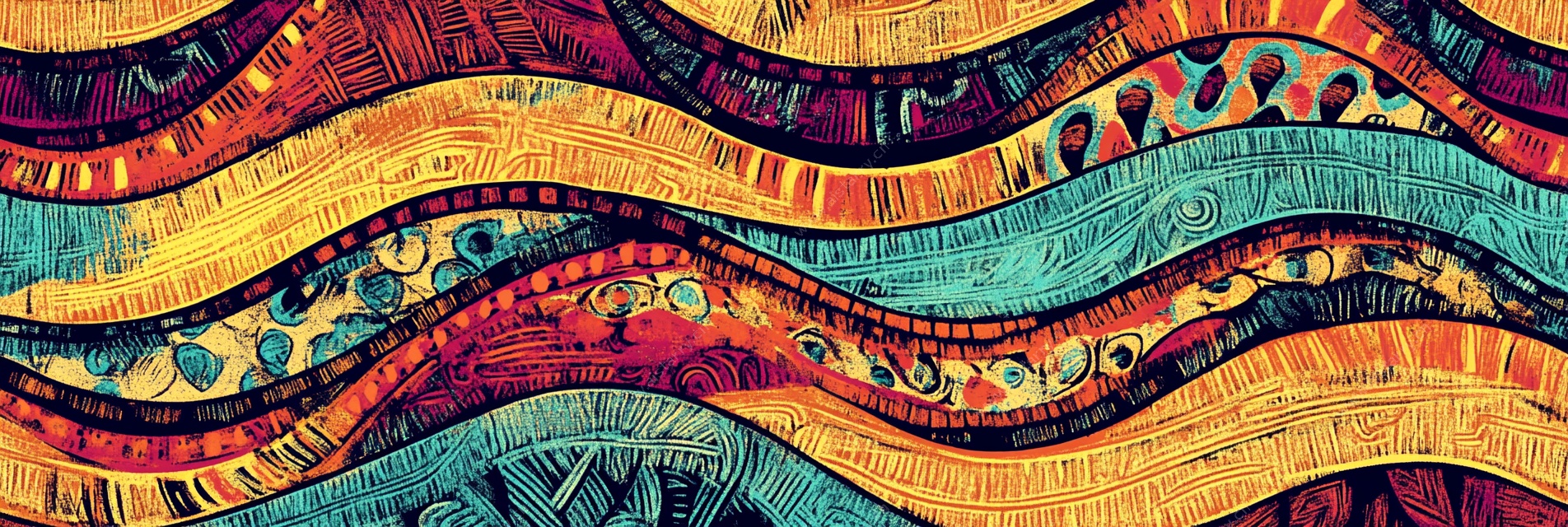 波普风多彩波浪纹理图案