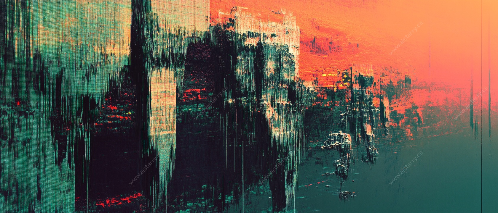 抽象城市黄昏艺术图景