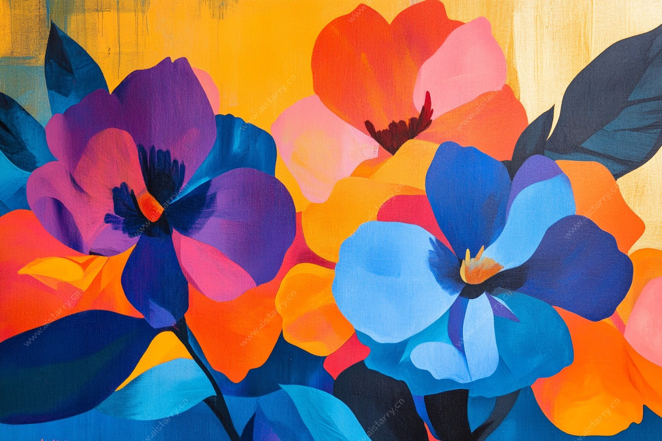 绚丽多彩花卉油画作品