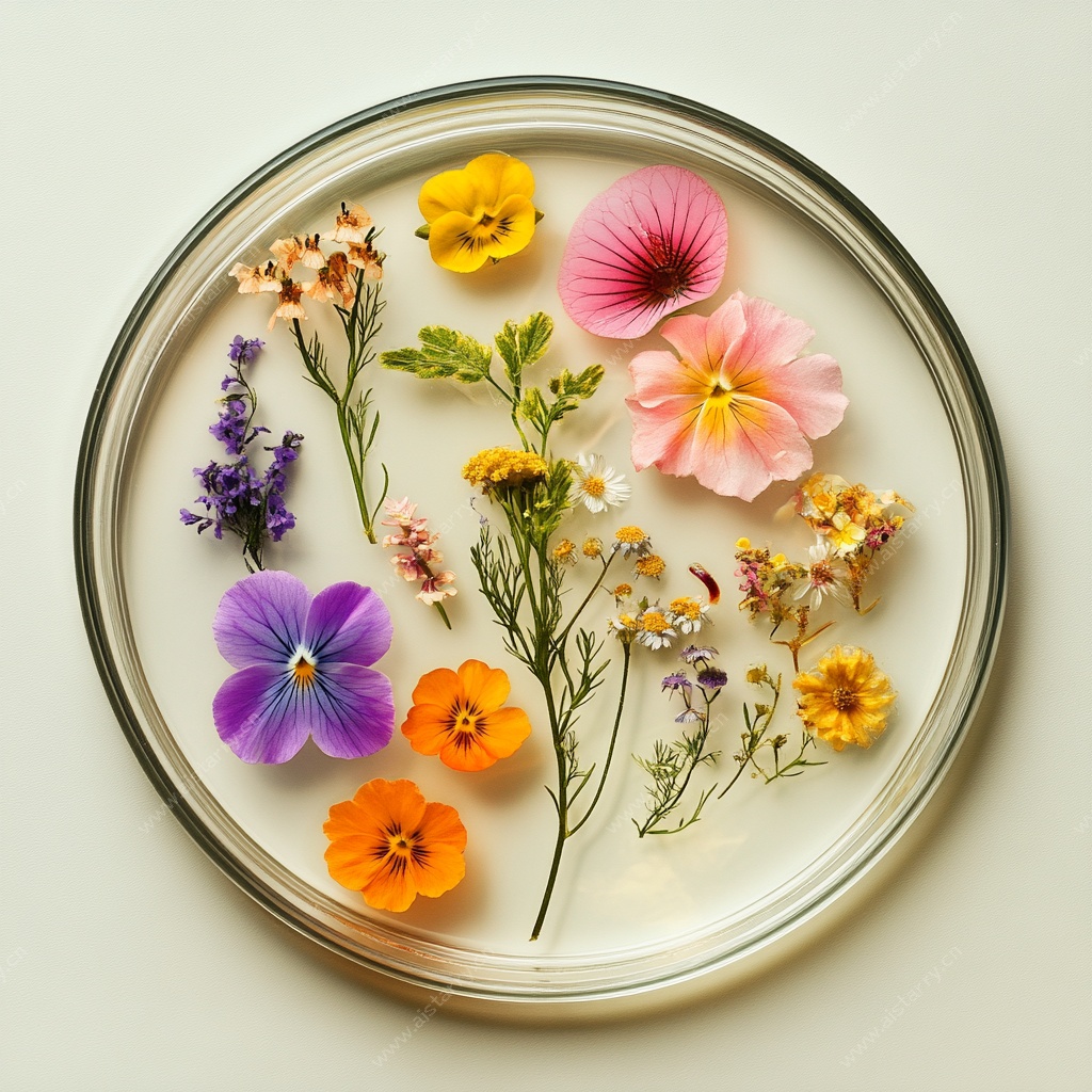 圆形盘中多彩干花标本