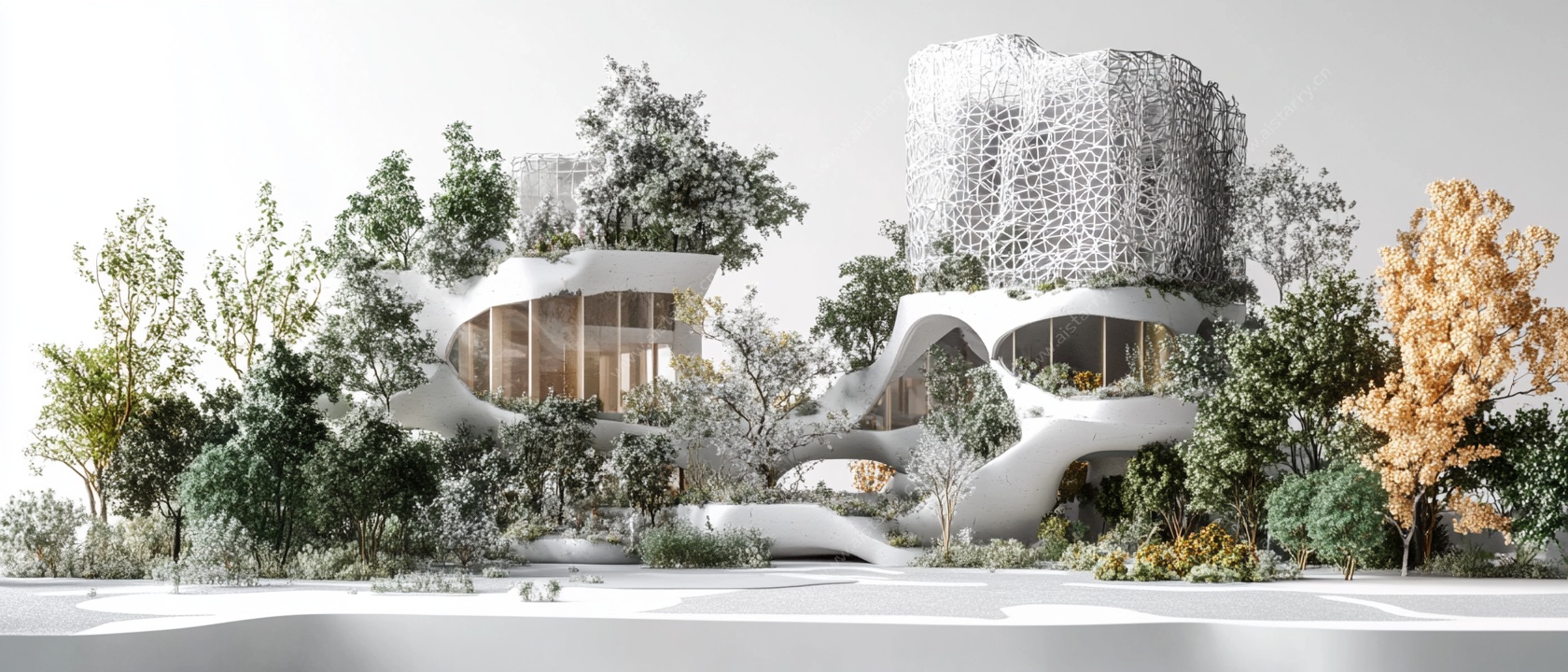 未来感生态建筑景观模型